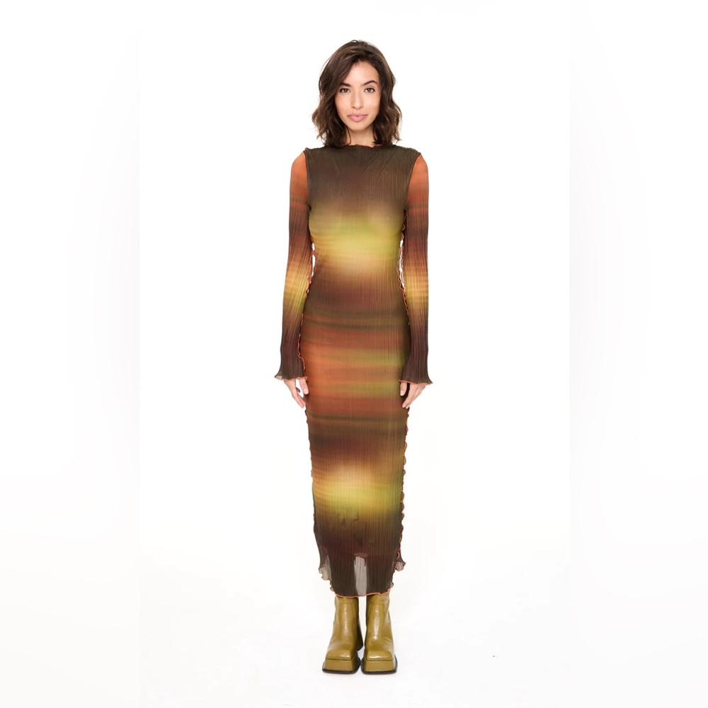 Faithfull the Brand Ombre Maxi Dress in Rust, Olive & Chocolate - Picture 5 of 7